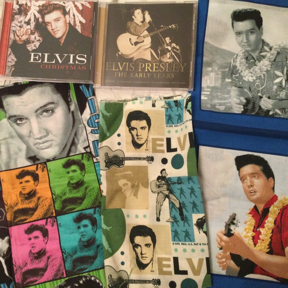 Vintage Elvis Fabric and 2  CD's